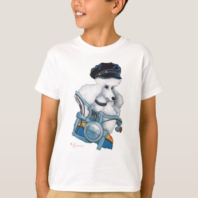 T-shirt Poodle de poulet blanc (Devant)