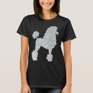 T-shirt Poodle de séquence blanc sur Arrière - plan noir