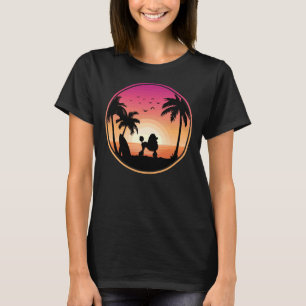 T-shirt Poodle Dog Beach coucher de soleil