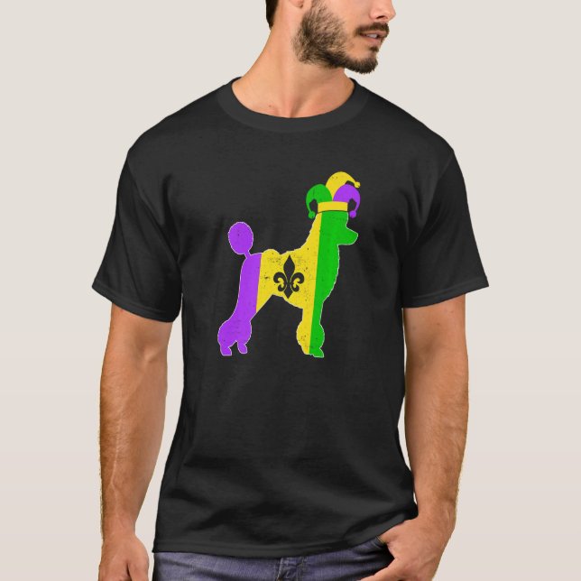 T-shirt Poodle Dog Mardi Gras Carnivals Funny Puppy Jester (Devant)