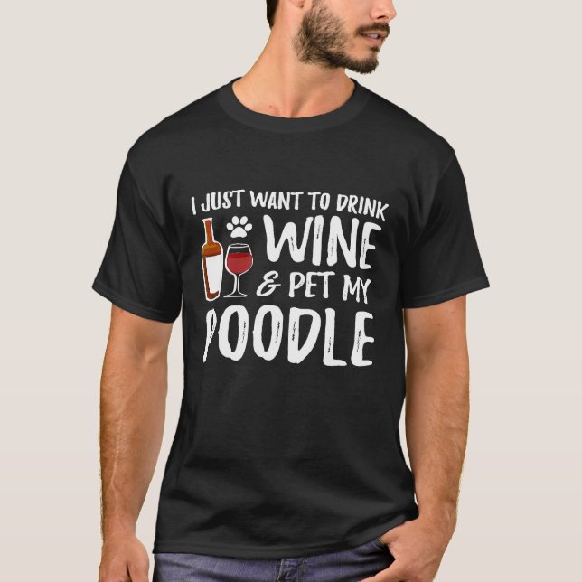 T-shirt Poodle Dog  Wine  Dog Mom (Devant)