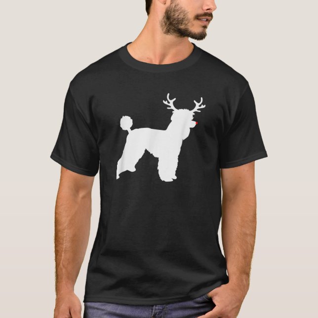 T-shirt Poodle Dogs Christmas Costume Reindeer Antlers  (Devant)