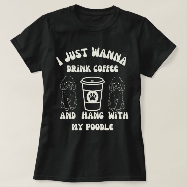 T-shirt Poodle Drôle Amateur de Café (Design devant)