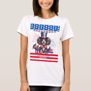 T-shirt Poodle Happy 4 juillet Fête de l'Indépendance amér