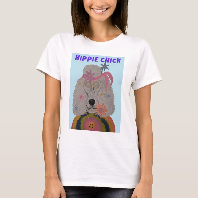 T-shirt Poodle Hippie Fille (Devant)
