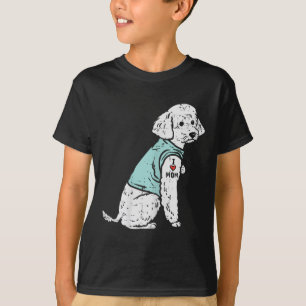 T-shirt Poodle I Love Maman Tattoo mignon Poète chien prop