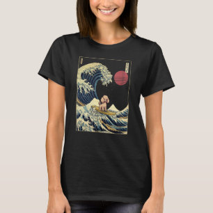 T-shirt Poodle japonais Kanagawa Vague Surf chien
