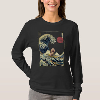 T-shirt Poodle japonais Kanagawa Vague Surf chien
