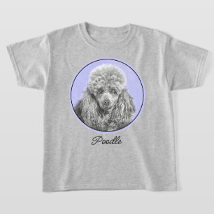 T-shirt Poodle Miniature Jouet Gris Argenté Bleu Art Chien