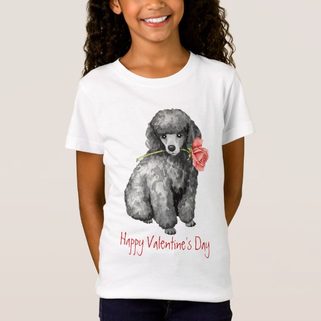 T-Shirt Poodle miniature Rose Valentine (Devant)