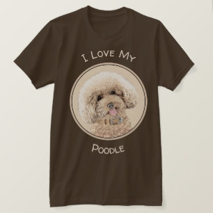 T-shirt Poodle Miniature Toy Apricot Crème Chien Brown Art