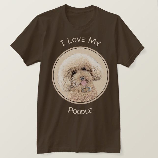 T-shirt Poodle Miniature Toy Apricot Crème Chien Brown Art (Design devant)