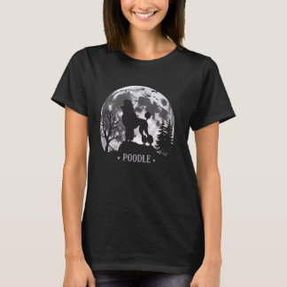 T-shirt Poodle Moonlit Silhouette Chien Design pour Amoure