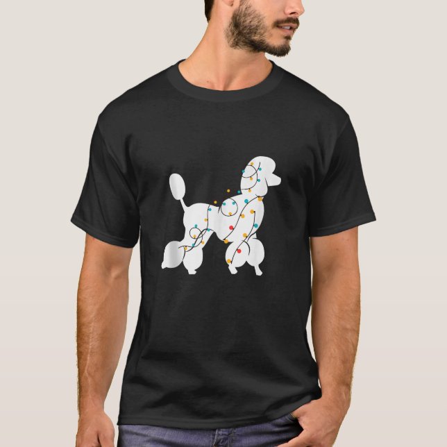 T-shirt Poodle Noël éclaire Poodle Chien Doux moche Xm (Devant)