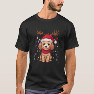 T-shirt Poodle Noël lumières Drôle Amoureux des chiens de 