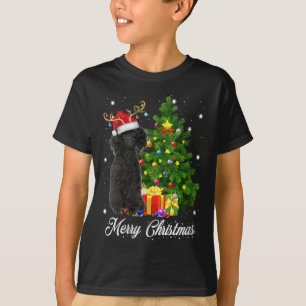 T-shirt Poodle noir Père Noël Noël Arbre Lumières Noël Rei