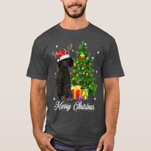 T-shirt Poodle noir Père Noël Noël Arbre Lumières Noël Rei