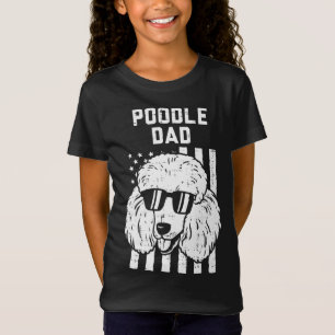 T-Shirt Poodle Papa US Cool Drapeau Patriotique Amoureux d