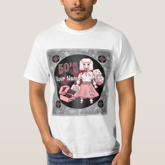 T-shirt Poodle Rose Rétro  (Devant)