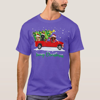 T-shirt Poodle Rouge Voiture Camion Arbre de Noël Funny Pè