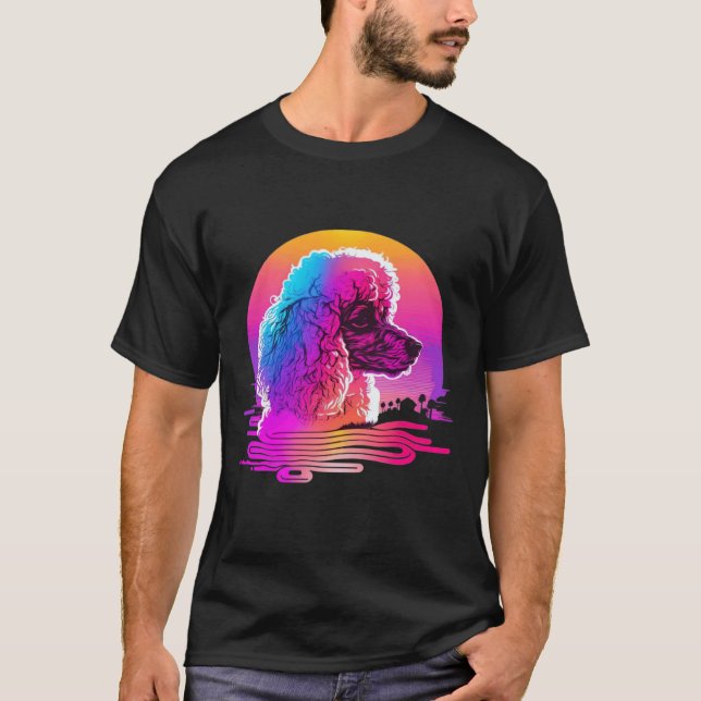 T-shirt Poodle s Retro Synthwave 80s esthétique (Devant)