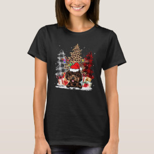 T-shirt Poodle Santa Chapeau clair Buffalo Plaid Leopard X