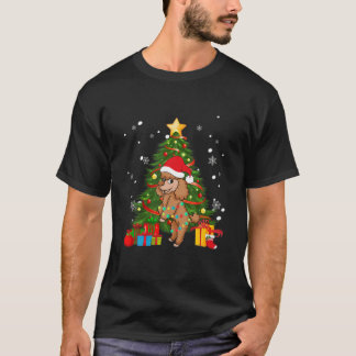 T-shirt Poodle Santa Christmas Tree Light Pajama Dog Xmas