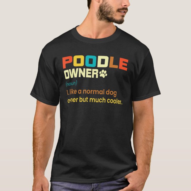 T-shirt Poodle Vintage Retro Chien Maman Papa (Devant)