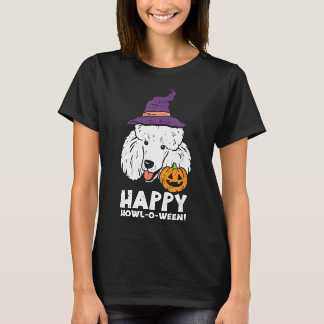 T-shirt Poodle Witch Happy Howl O Ween Halloween Chien Men (Devant)