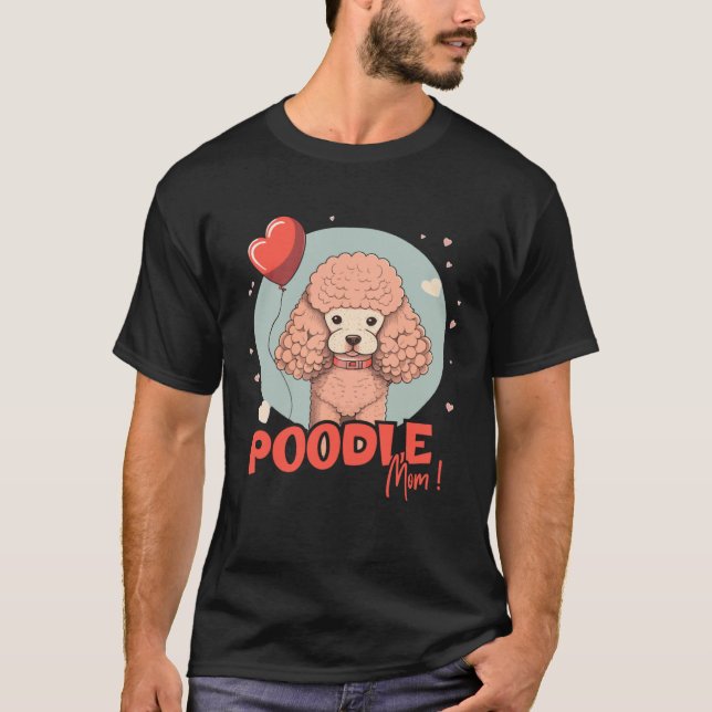 T-shirt Poodledog avec décoration du coeur Poodlemom (Devant)
