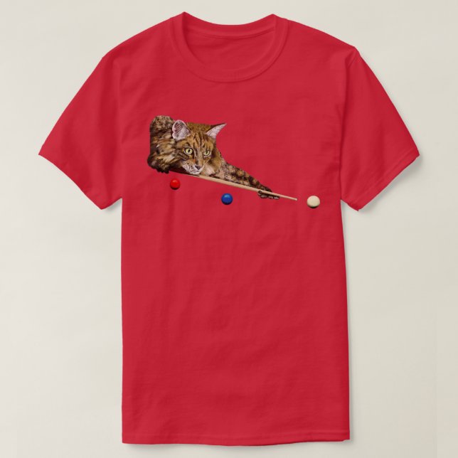 T-SHIRT POOL ET SNOOKER CAT 8 BALL 9 BALL CAT JOUER (Design devant)