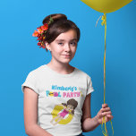 T-shirt Pool Party Birthday Brunette Girl Cute Custom<br><div class="desc">Awesome kids pool party custom t-shirts for a brunette girl's birthday party in the summer. Features a bright,  fun pop of colors and an adorable child with brown hair swimming in an inner tube. Customize with your event title or children's name.</div>