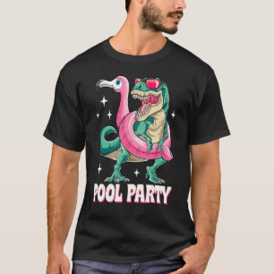 T-shirt Pool Party Dinosaur Flamant rose rose Flotte Funny