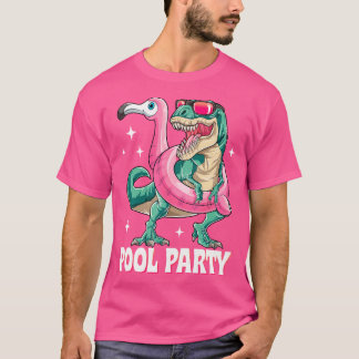 T-shirt Pool Party Dinosaur Flamant rose rose Flotte Funny
