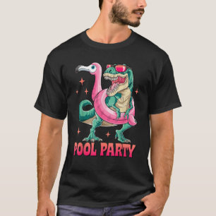 T-shirt Pool Party Dinosaur Flamant rose rose Flotte Funny