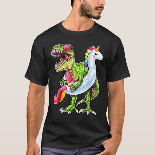 T-shirt Pool Party Rex Dinosaur Unicorn Flotte Été 1 (Devant)