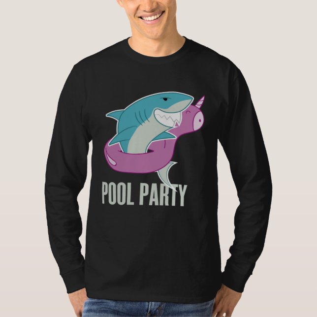T-shirt Pool Party  Shark Unicorn Fishing (Devant)