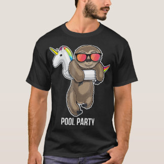 T-shirt Pool Party Sloth Unicorn Float Funny Sloth Kids