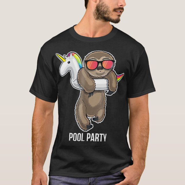 T-shirt Pool Party Sloth Unicorn Float Funny Sloth Kids (Devant)