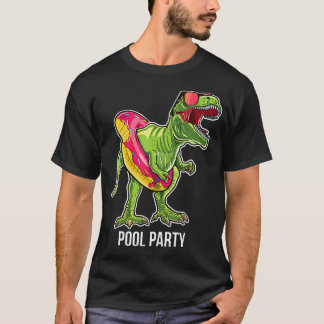 T-shirt Pool Party T Rex Dinosaur Doughnut