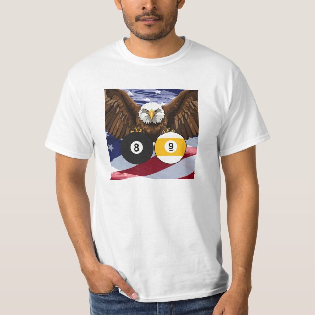 T-shirt Pool Player 8 Ball 9 Ball Patriotic (Devant)