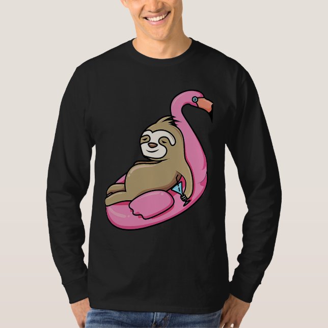 T-shirt Pool Side Beach Top Cute Sloth Relaxing In Pool Dr (Devant)