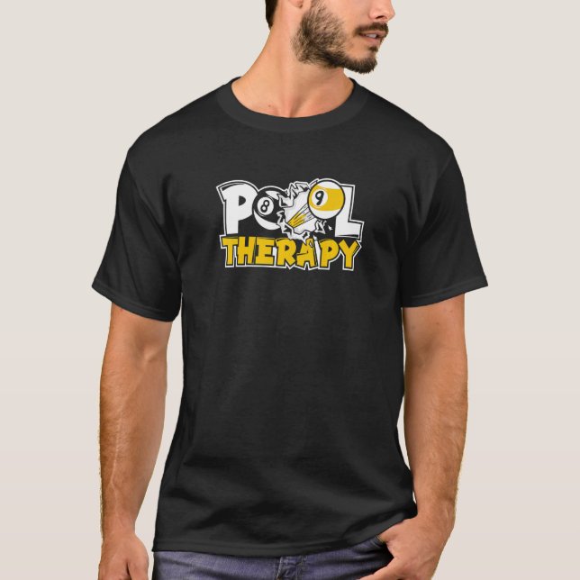 T-shirt Pool Therapy Pool Snooker Balls Player Billiards (Devant)