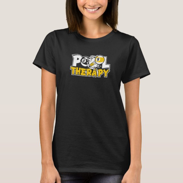 T-shirt Pool Therapy Pool Snooker Balls Player Billiards (Devant)