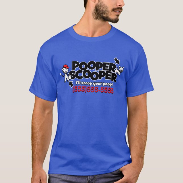T-shirt Pooper Scooper.Pet Retrait des déchets .1 OU 2 côt (Devant)