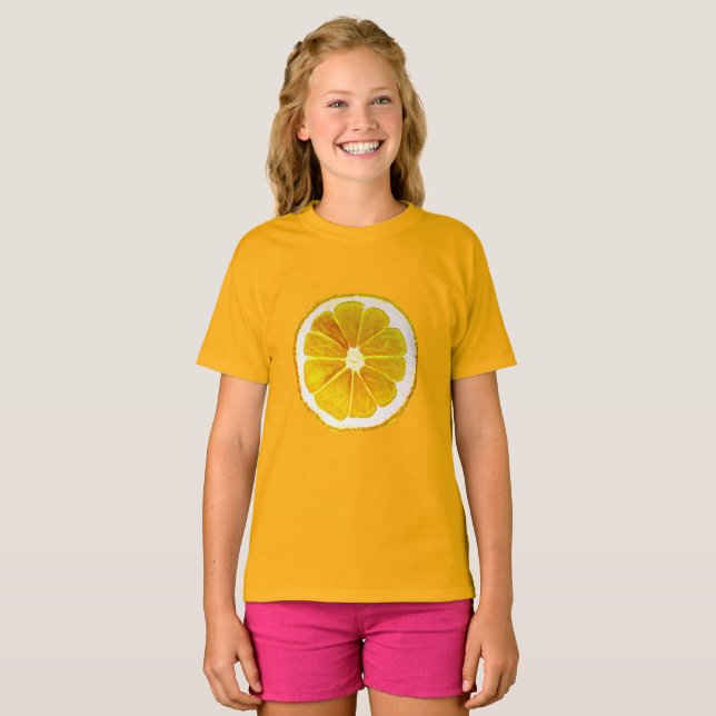 T-shirt Pop art agrumes jaune citron d'origine (Devant entier)