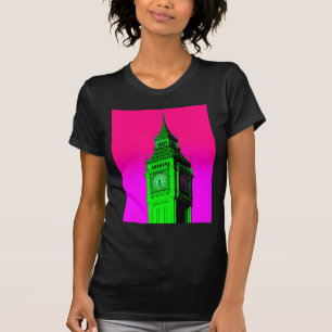 T-shirt Pop Art Big Ben Londres Voyage rose Vert