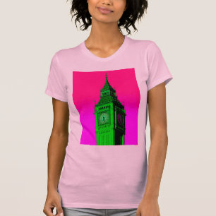T-shirt Pop Art Big Ben Londres Voyage rose Vert
