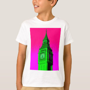 T-shirt Pop Art Big Ben Londres Voyage rose Vert