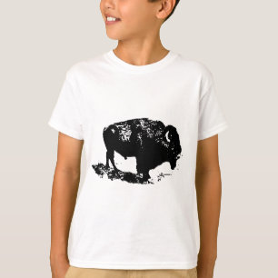 T-shirt Pop Art Black White Buffalo Bison Silhouette